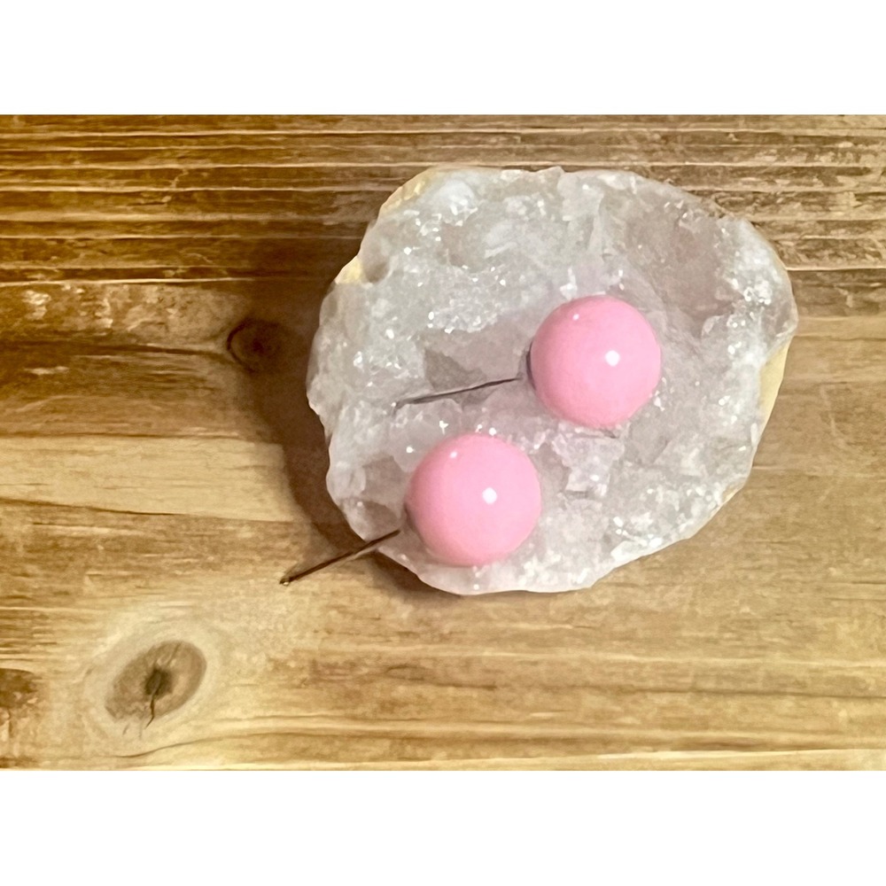 Bubblegum Light Pink Round Stud Resin Earrings- Party, Rave, Festival, Gift -New